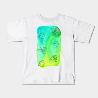 Watercolor Ghosts and UFO's Kids T-Shirt